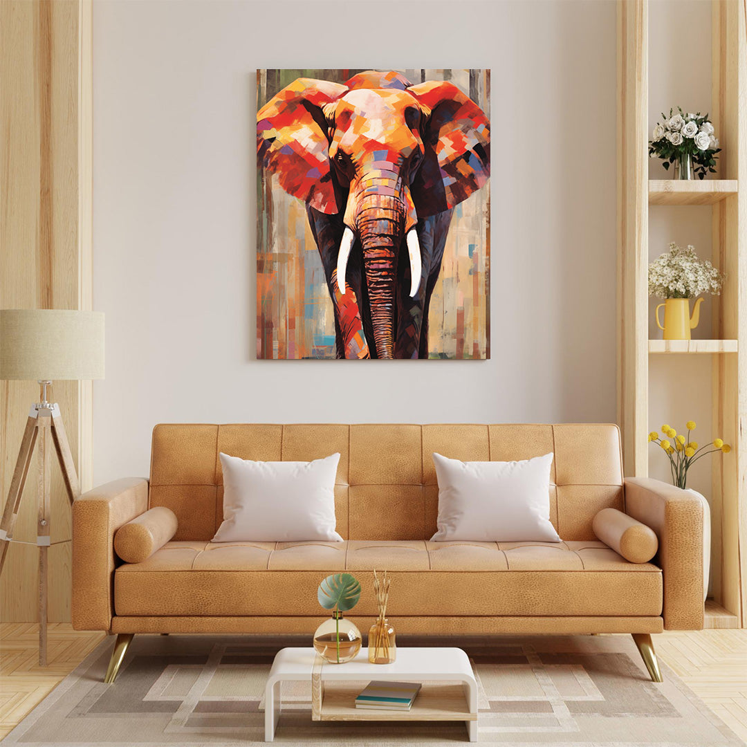 Mosaic Majesty: The Elephant's Tapestry | Animal Canvas Poster