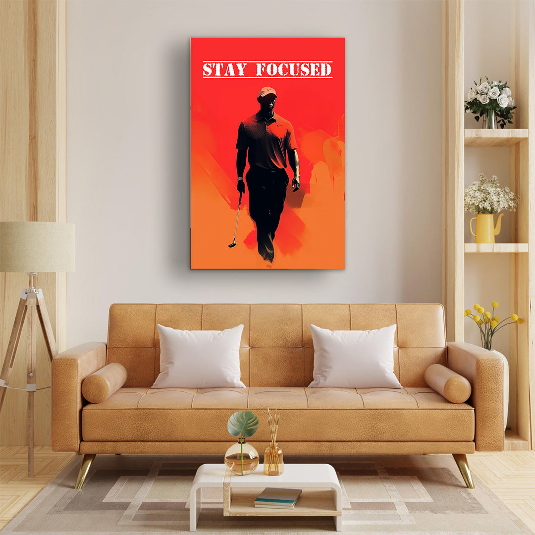 Tiger Woods Red Silhouette | Golf Canvas Poster