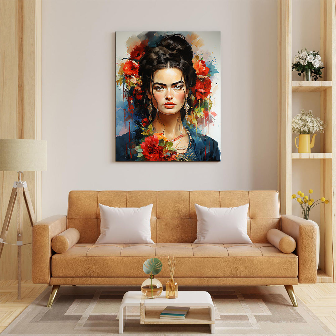 Blooming Beauty - Frida Kahlo Style | Art Canvas Poster