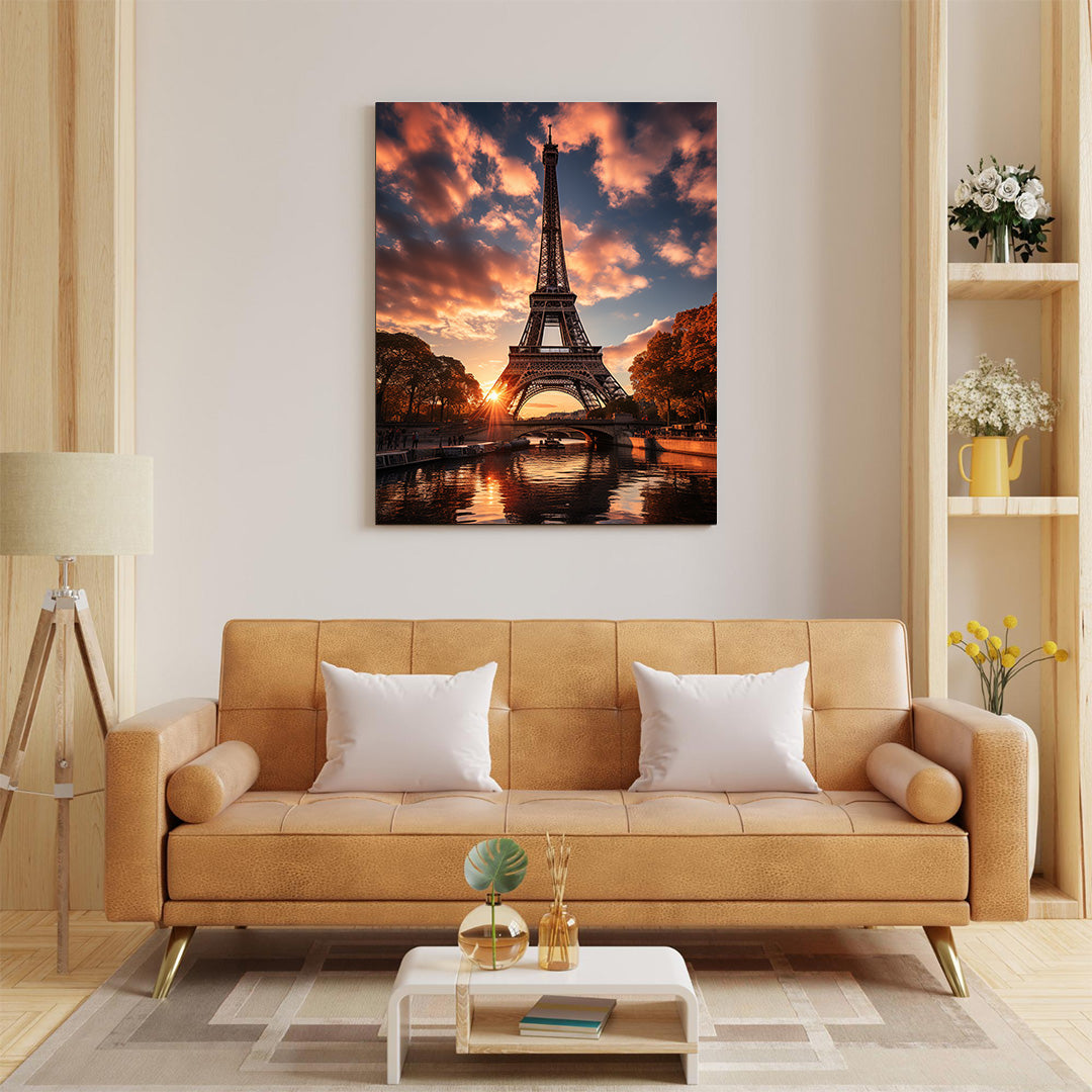 Golden Hour at Eiffel Tower | Travel Canvas Poster