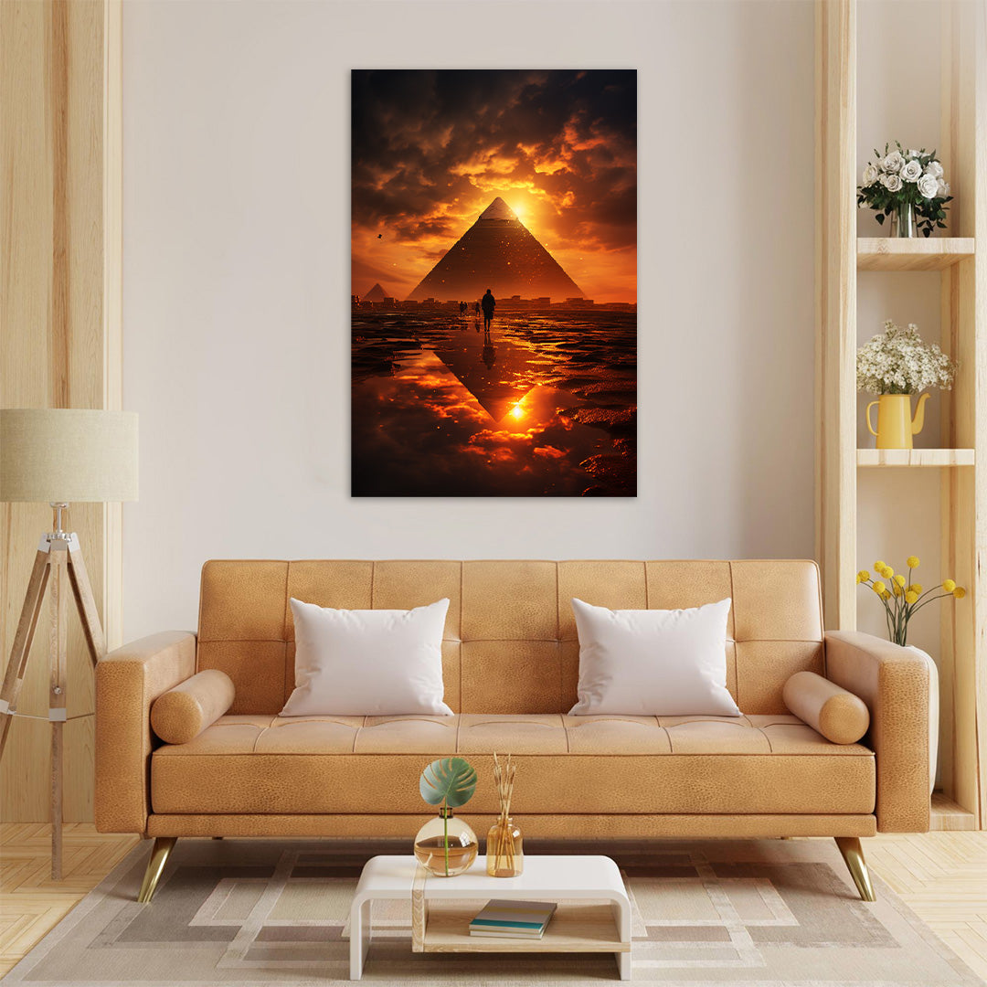 Golden Pyramid Sunset | Travel Canvas Poster