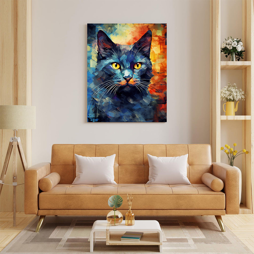 Kaleidoscope Cat: A Mosaic of Mystery | Animal Canvas Poster