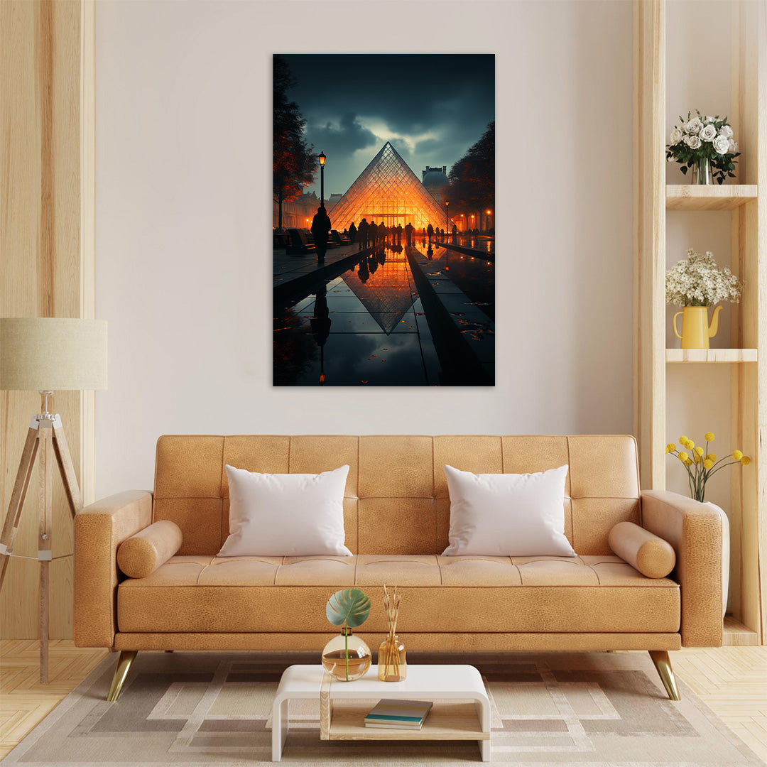 Parisian Twilight: The Louvre Pyramid | Travel Canvas Poster