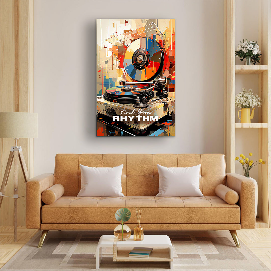 Retro Rhythms: Vibrant Turntable Artistry | Music Canvas Poster