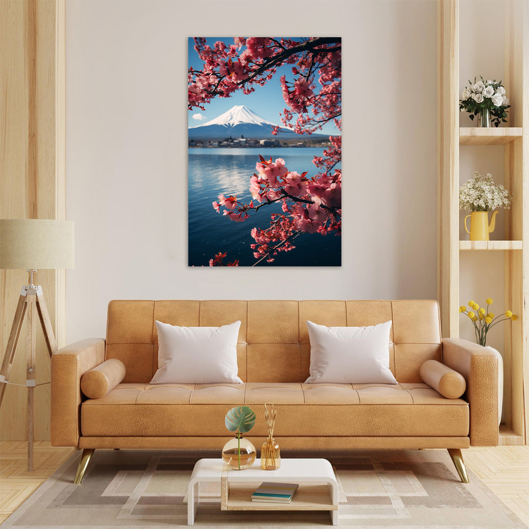 Mount Fuji in Spring Bloom | Travel Canvas Poster