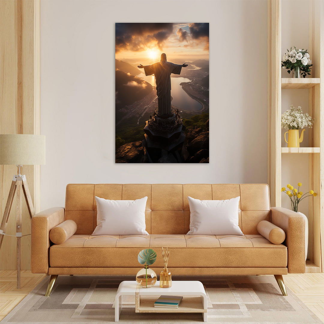 Sunrise Embrace: Christ the Redeemer | Travel Canvas Poster