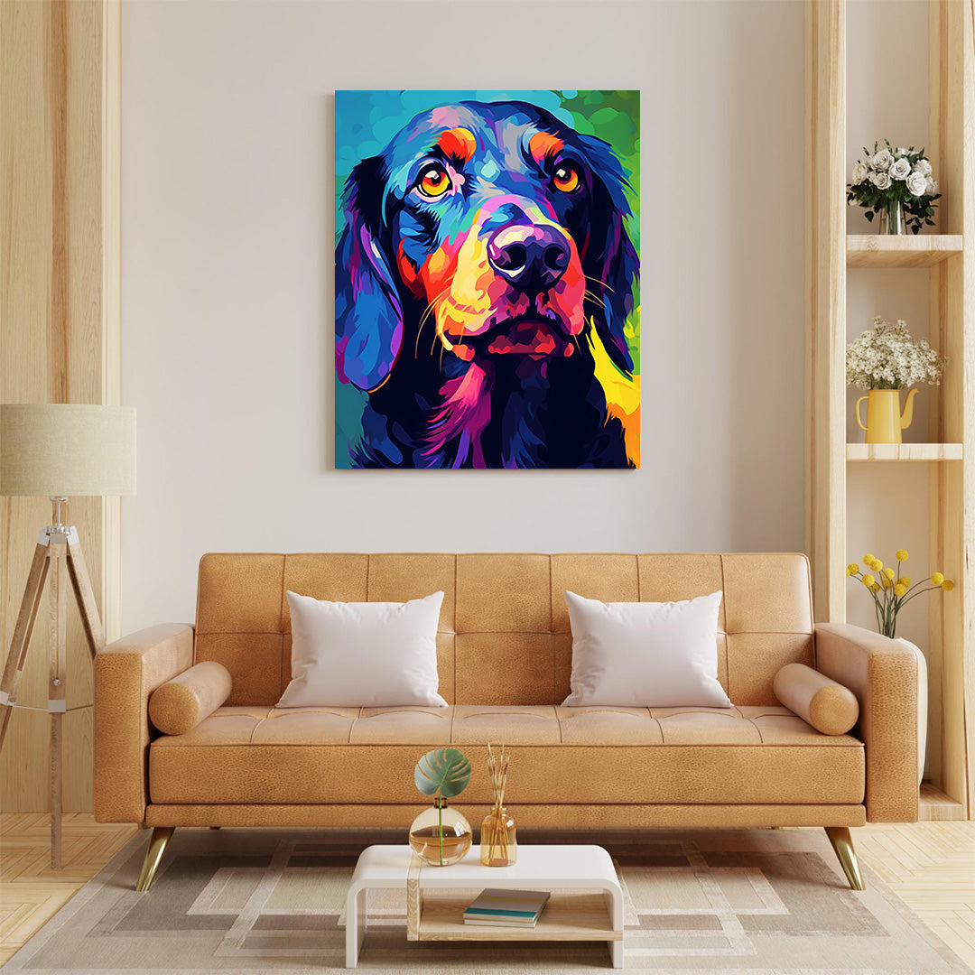 Colorful Canine Gaze: A Dog's Vibrant World | Animal Canvas Poster