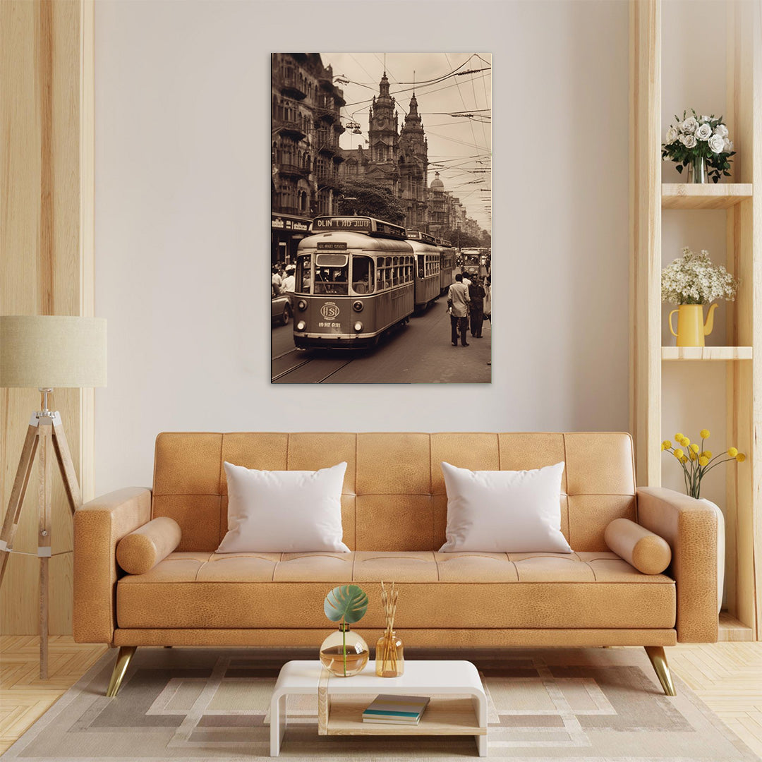 Historic Hustle: Tramway Through Time | Vintage Canvas Poster