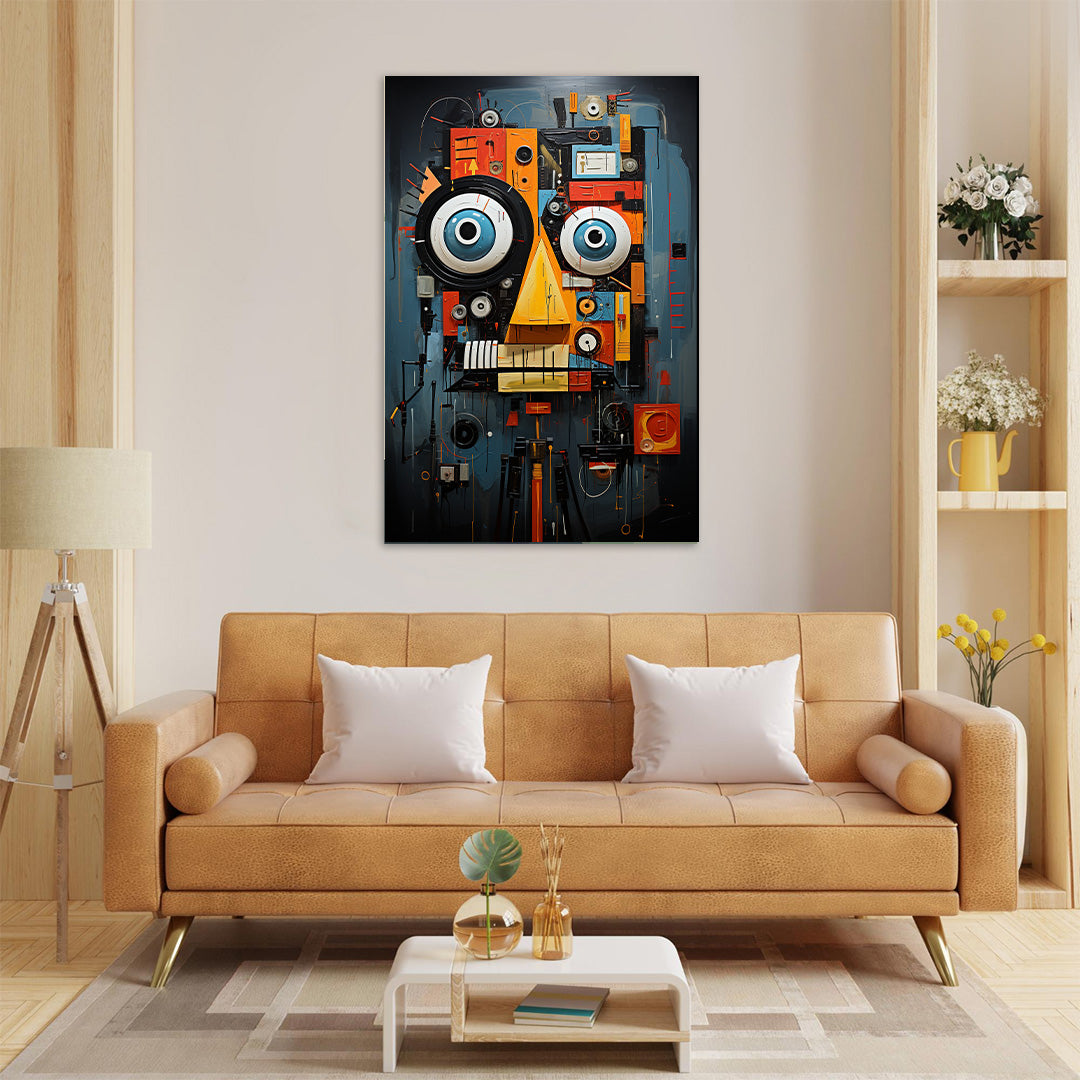 Technicolor Mech - Jean-Michel Basquiat Style | Art Canvas Poster