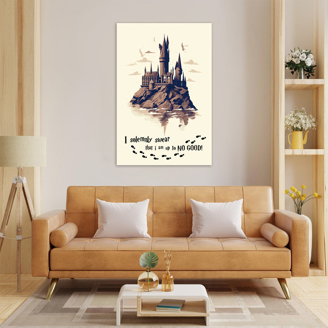 Majestic Hogwarts: Dawn at the Wizarding Castle | Harry Potter | Movies & Shows Canvas Poster