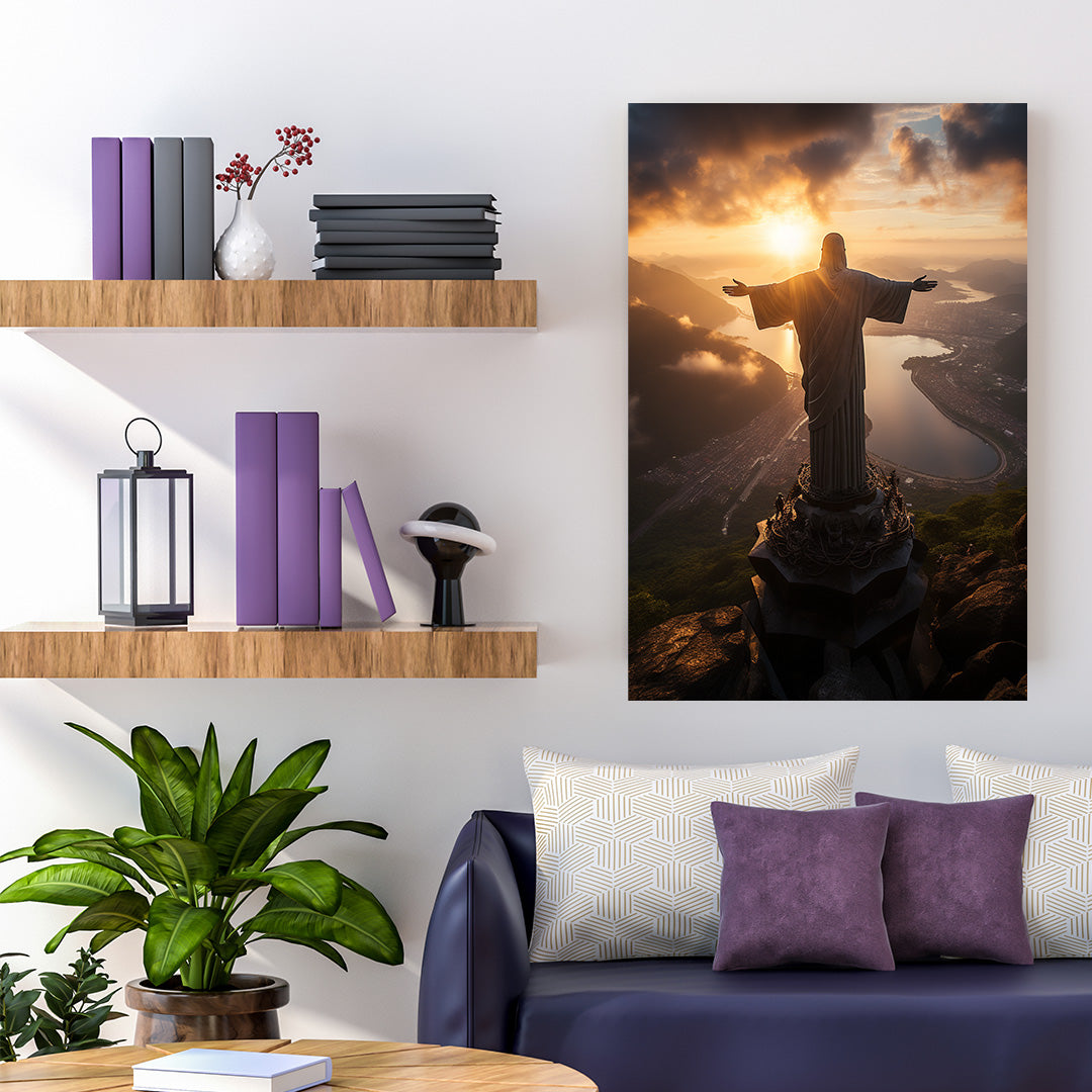 Sunrise Embrace: Christ the Redeemer | Travel Canvas Poster