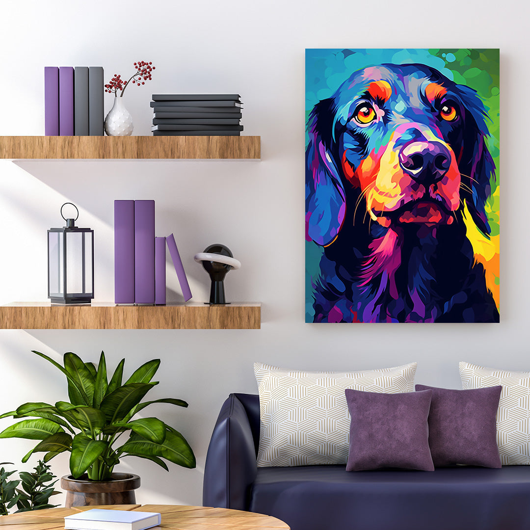 Colorful Canine Gaze: A Dog's Vibrant World | Animal Canvas Poster