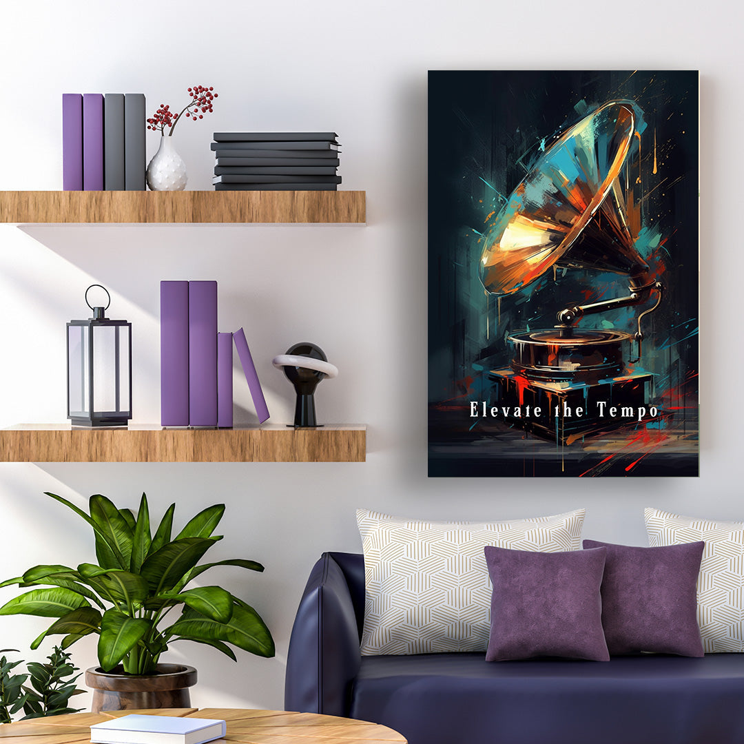 Gramophone Glint: Echoes of Time | Music Canvas Poster