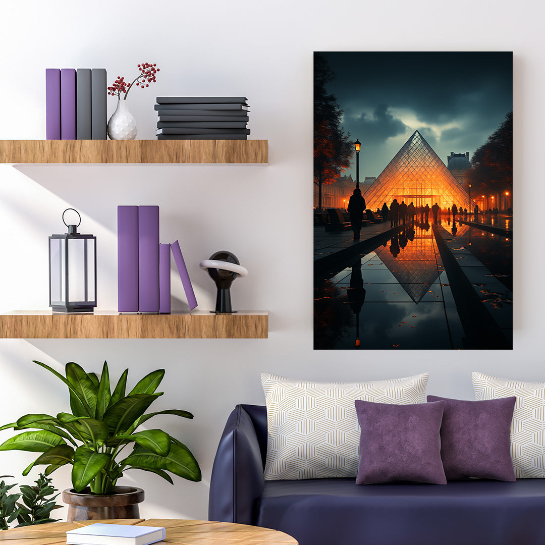 Parisian Twilight: The Louvre Pyramid | Travel Canvas Poster