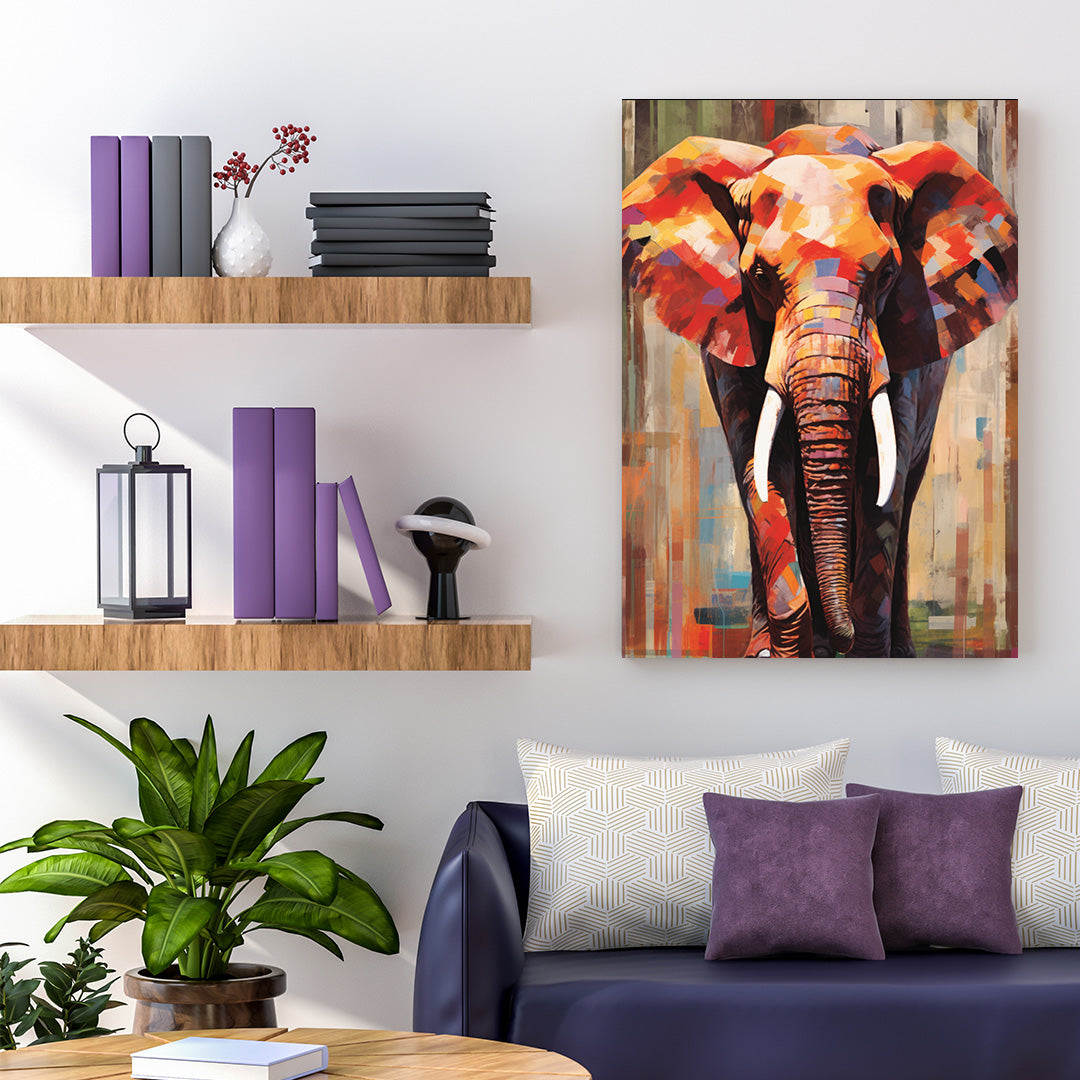 Mosaic Majesty: The Elephant's Tapestry | Animal Canvas Poster