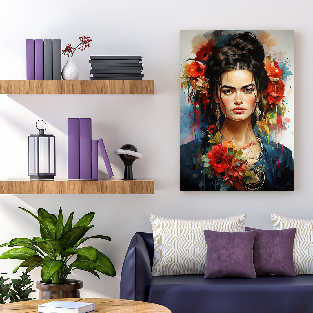 Blooming Beauty - Frida Kahlo Style | Art Canvas Poster