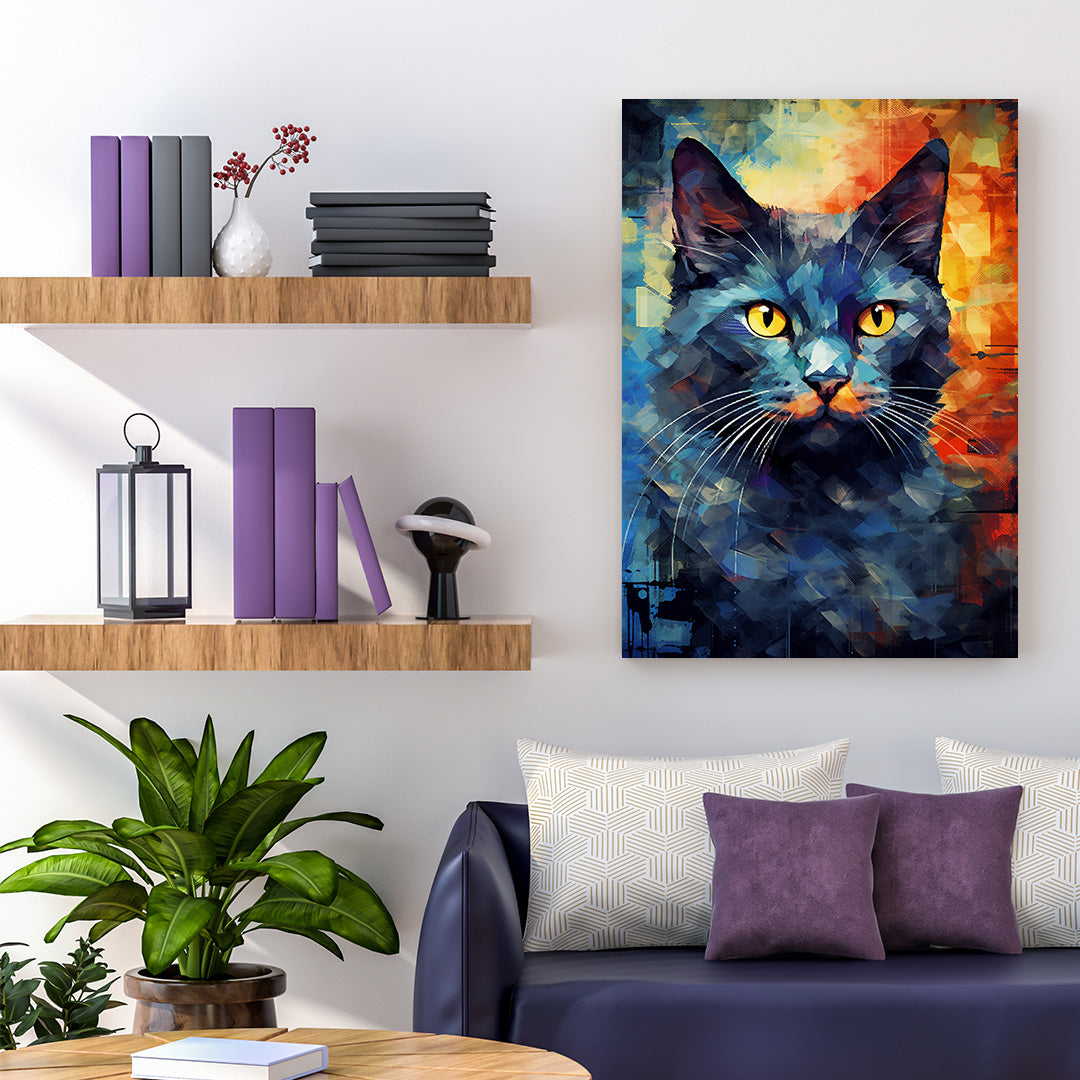 Kaleidoscope Cat: A Mosaic of Mystery | Animal Canvas Poster