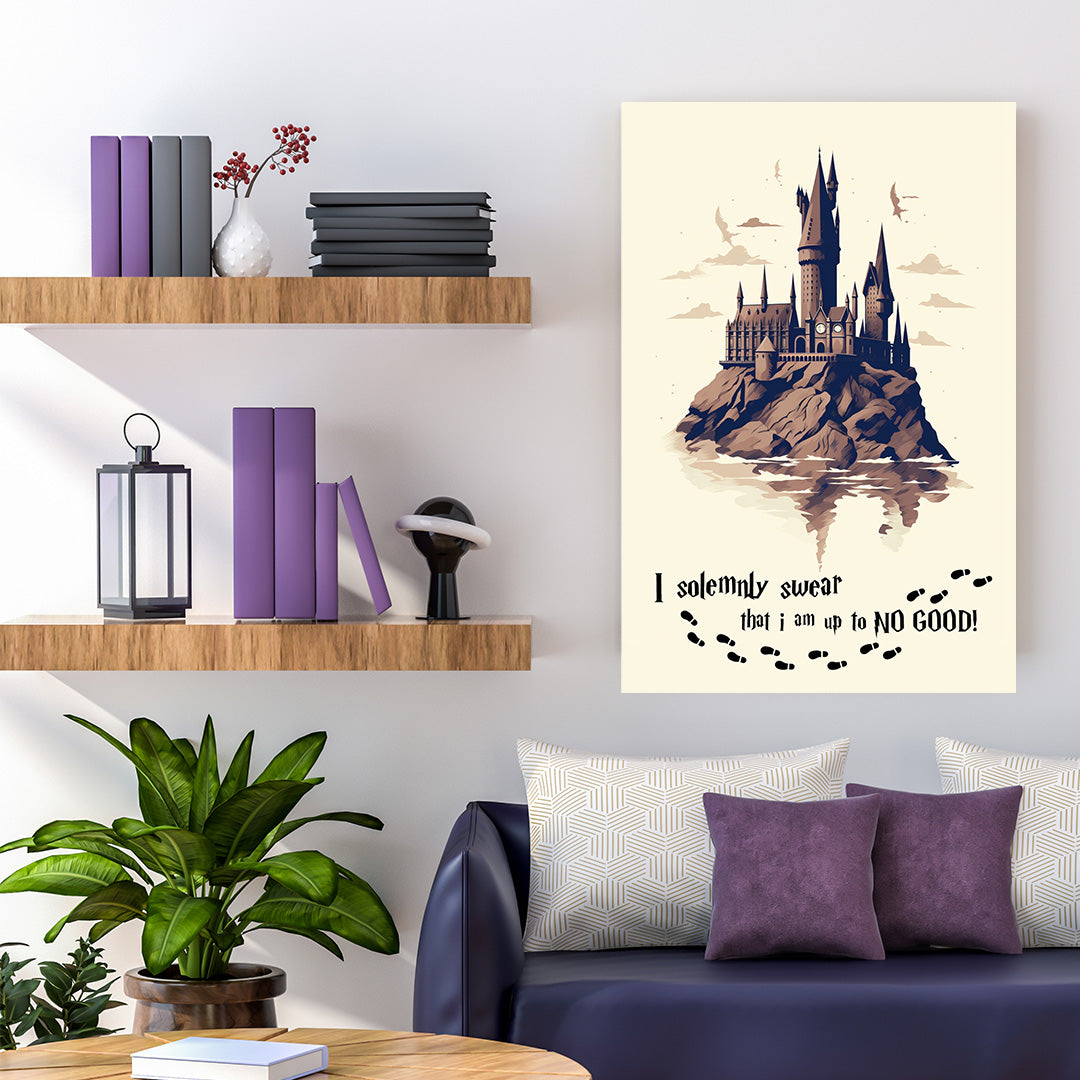 Majestic Hogwarts: Dawn at the Wizarding Castle | Harry Potter | Movies & Shows Canvas Poster