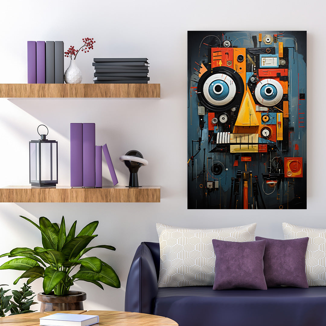 Technicolor Mech - Jean-Michel Basquiat Style | Art Canvas Poster