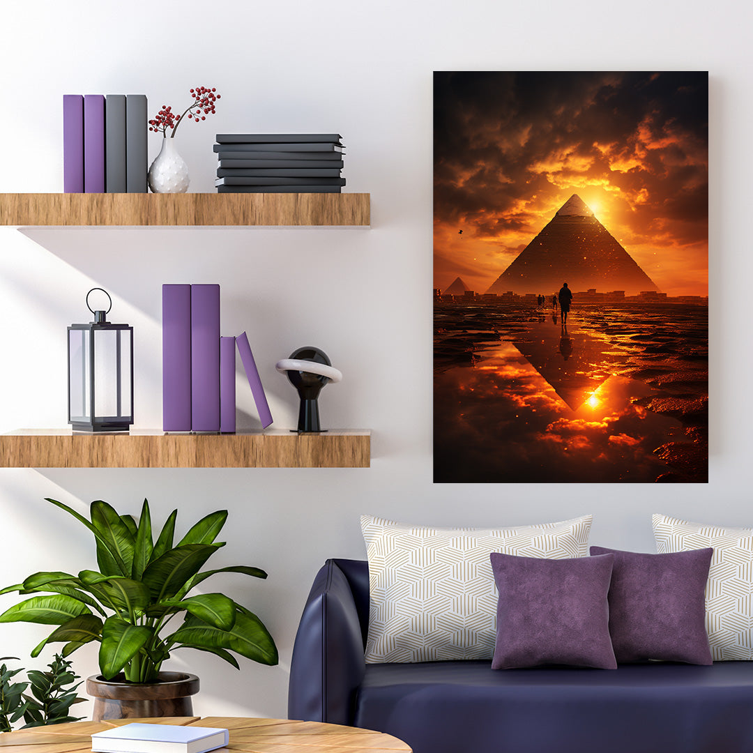 Golden Pyramid Sunset | Travel Canvas Poster