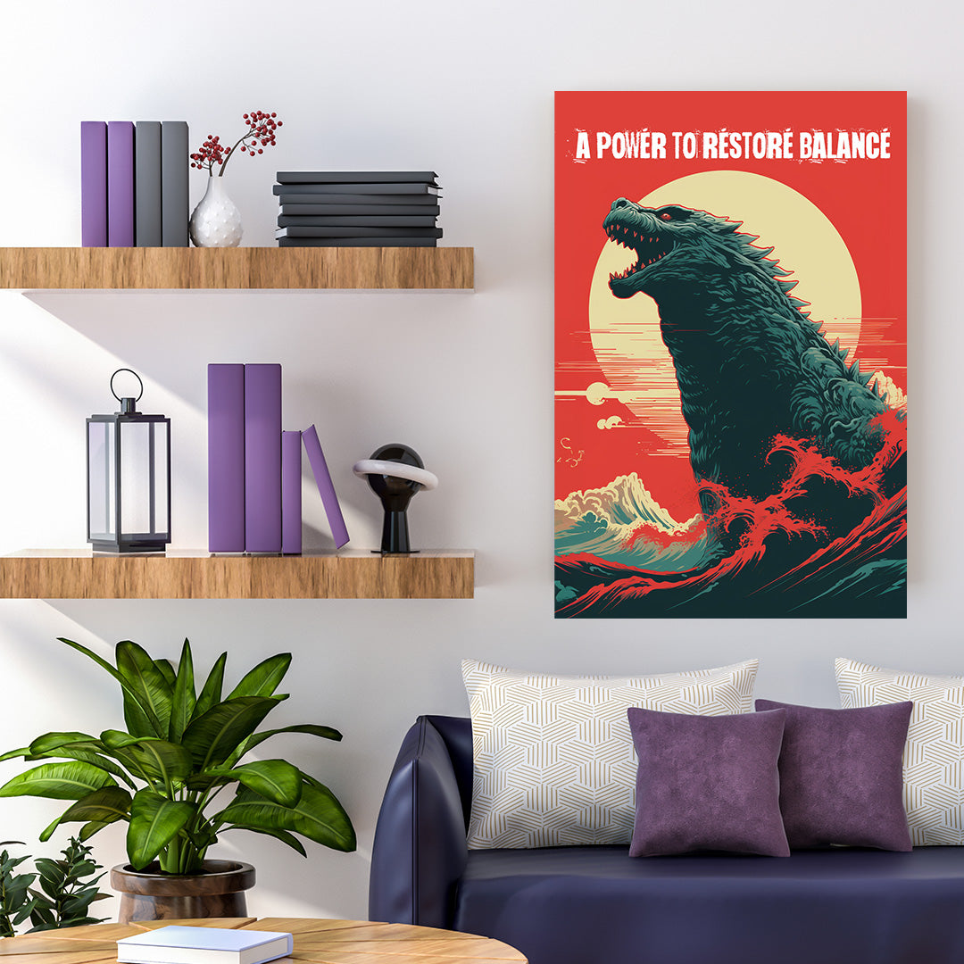 Rising Titan: Godzilla Sunset Showdown | Movies & Shows Canvas Poster