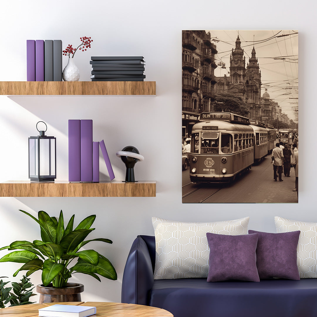 Historic Hustle: Tramway Through Time | Vintage Canvas Poster