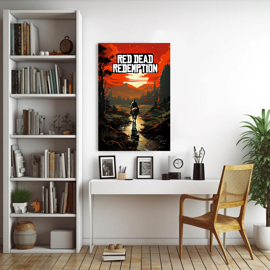 Red Dead Redemption: Lone Rider's Sunset Journey | Gaming Canvas Poster