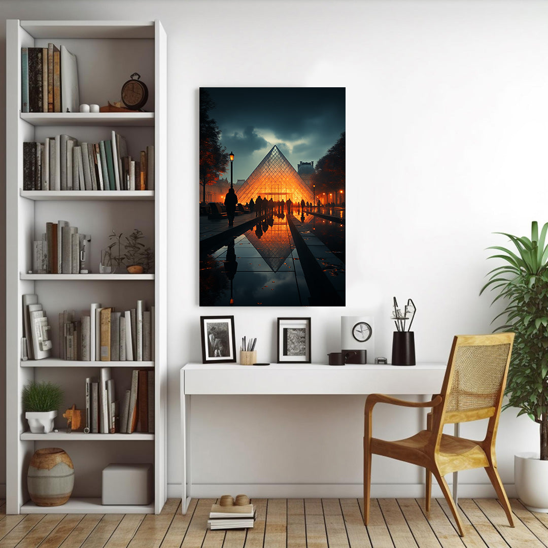 Parisian Twilight: The Louvre Pyramid | Travel Canvas Poster