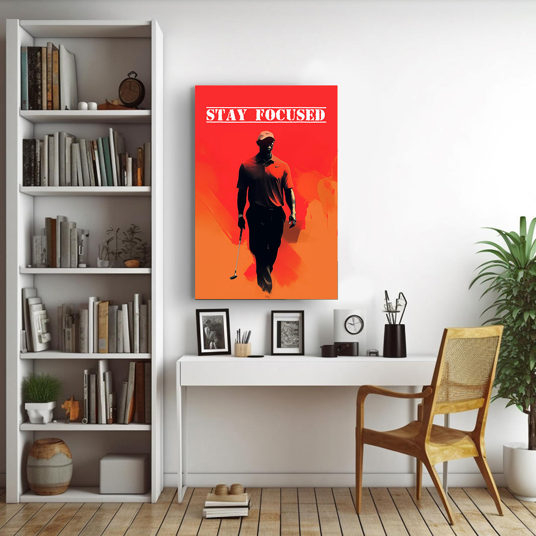 Tiger Woods Red Silhouette | Golf Canvas Poster