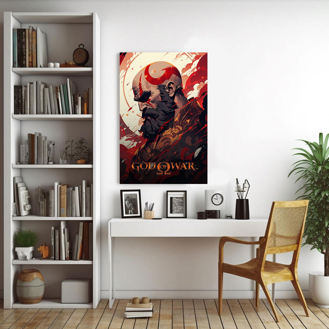 God of War: Kratos' Celestial Standoff | Gaming Canvas Poster