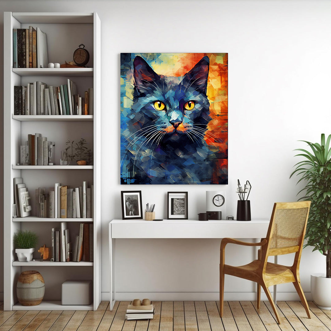 Kaleidoscope Cat: A Mosaic of Mystery | Animal Canvas Poster