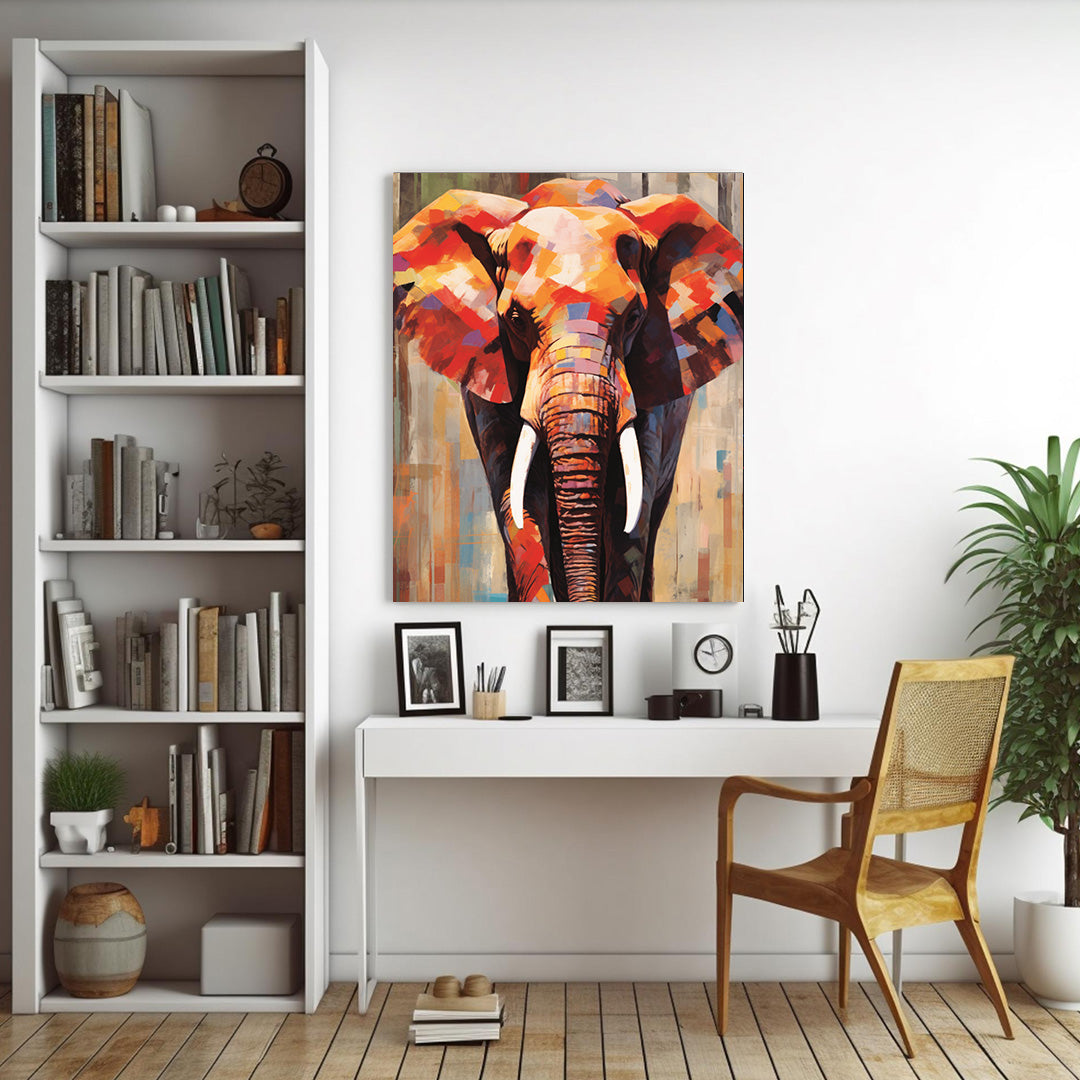 Mosaic Majesty: The Elephant's Tapestry | Animal Canvas Poster