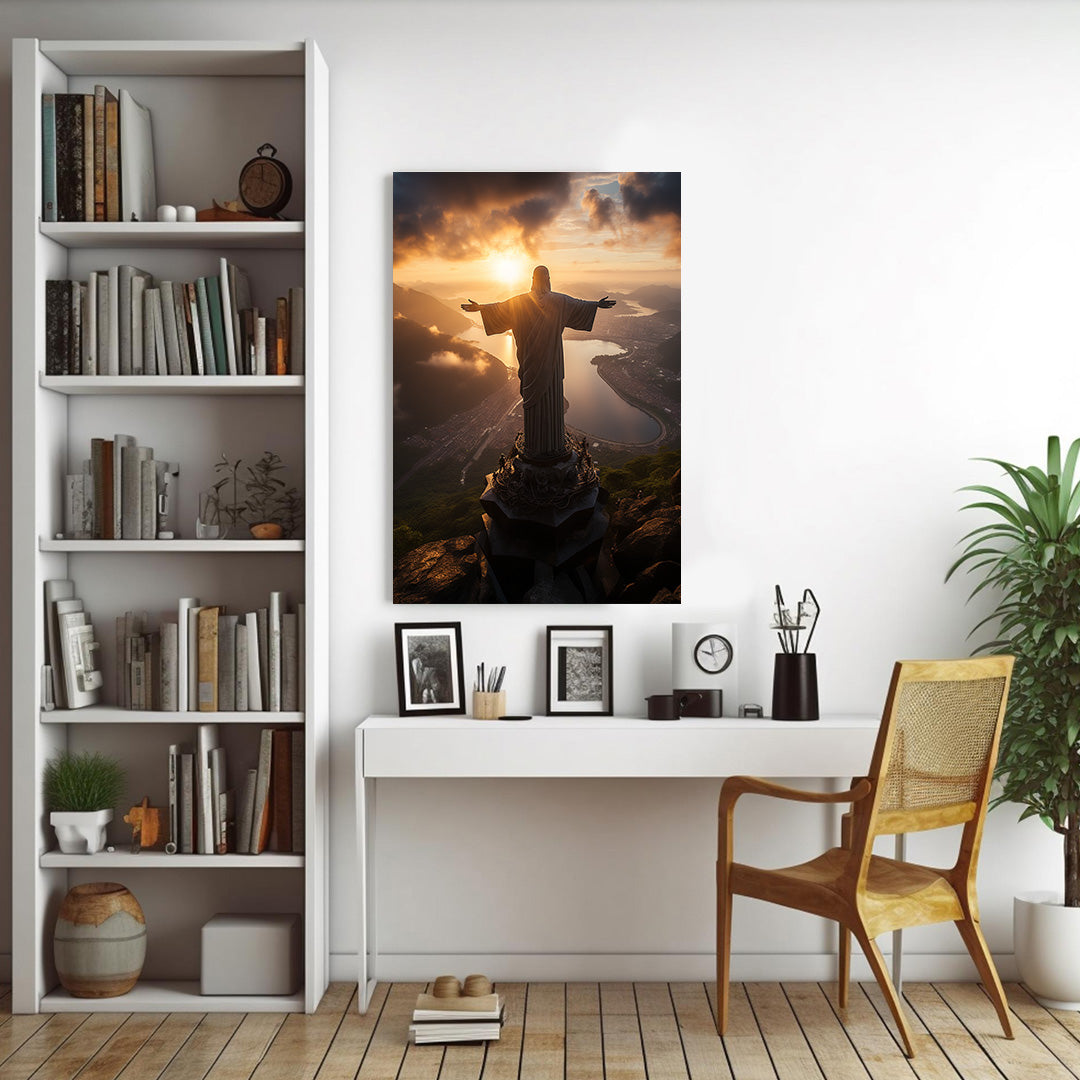 Sunrise Embrace: Christ the Redeemer | Travel Canvas Poster