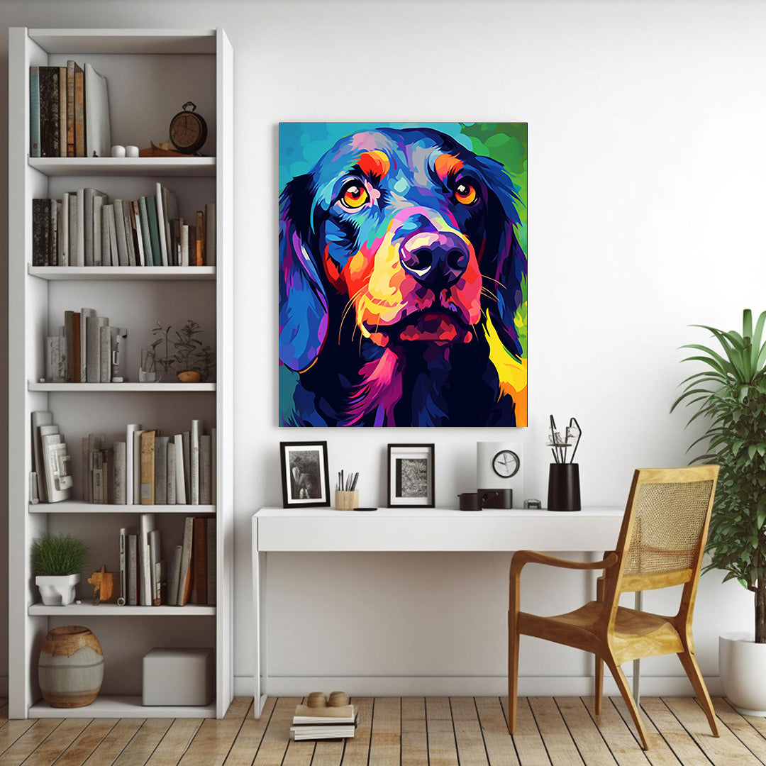 Colorful Canine Gaze: A Dog's Vibrant World | Animal Canvas Poster