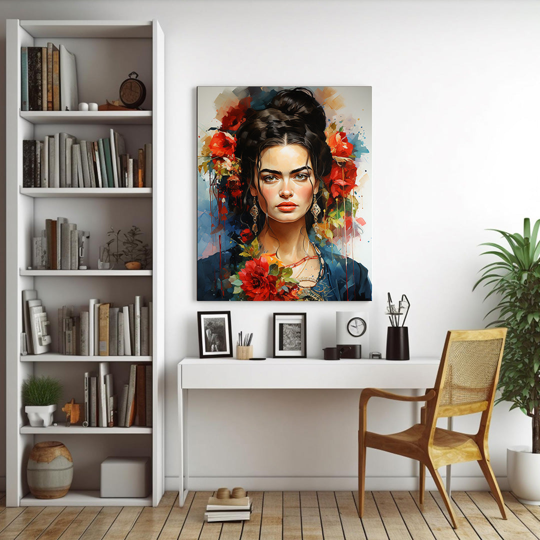 Blooming Beauty - Frida Kahlo Style | Art Canvas Poster