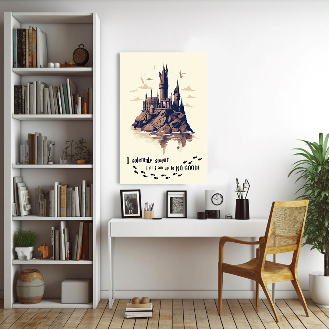 Majestic Hogwarts: Dawn at the Wizarding Castle | Harry Potter | Movies & Shows Canvas Poster