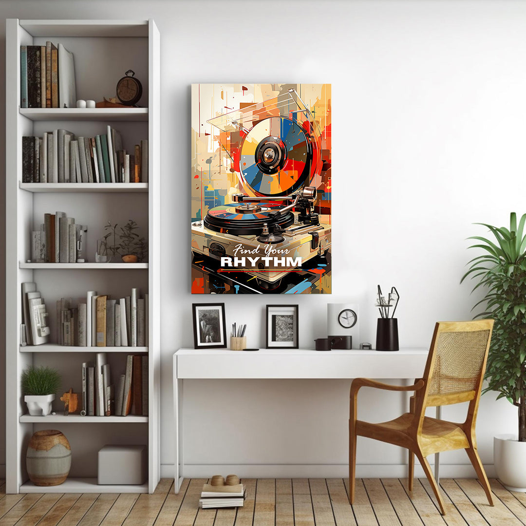 Retro Rhythms: Vibrant Turntable Artistry | Music Canvas Poster