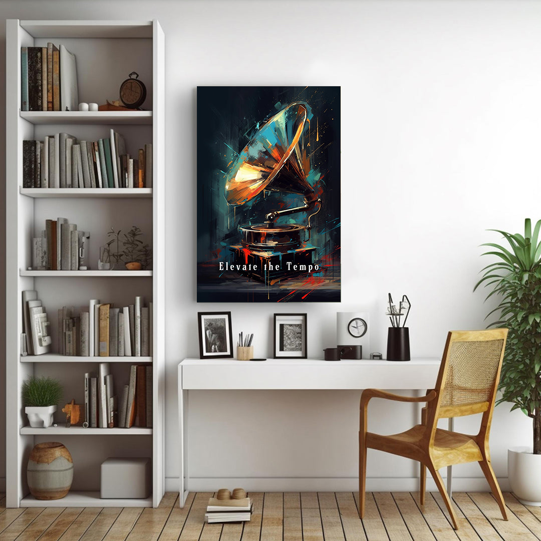 Gramophone Glint: Echoes of Time | Music Canvas Poster