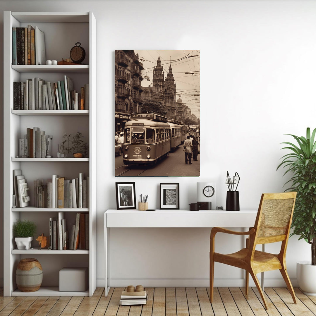 Historic Hustle: Tramway Through Time | Vintage Canvas Poster