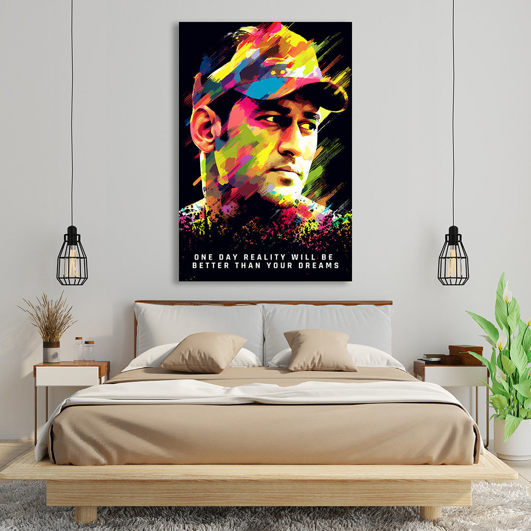 MS Dhoni: Colors of a Legend | Cricket Canvas Poster