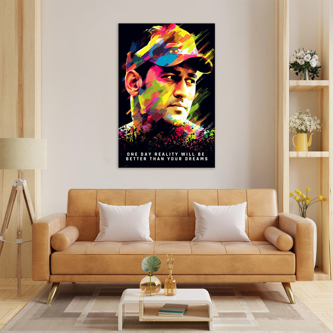 MS Dhoni: Colors of a Legend | Cricket Canvas Poster