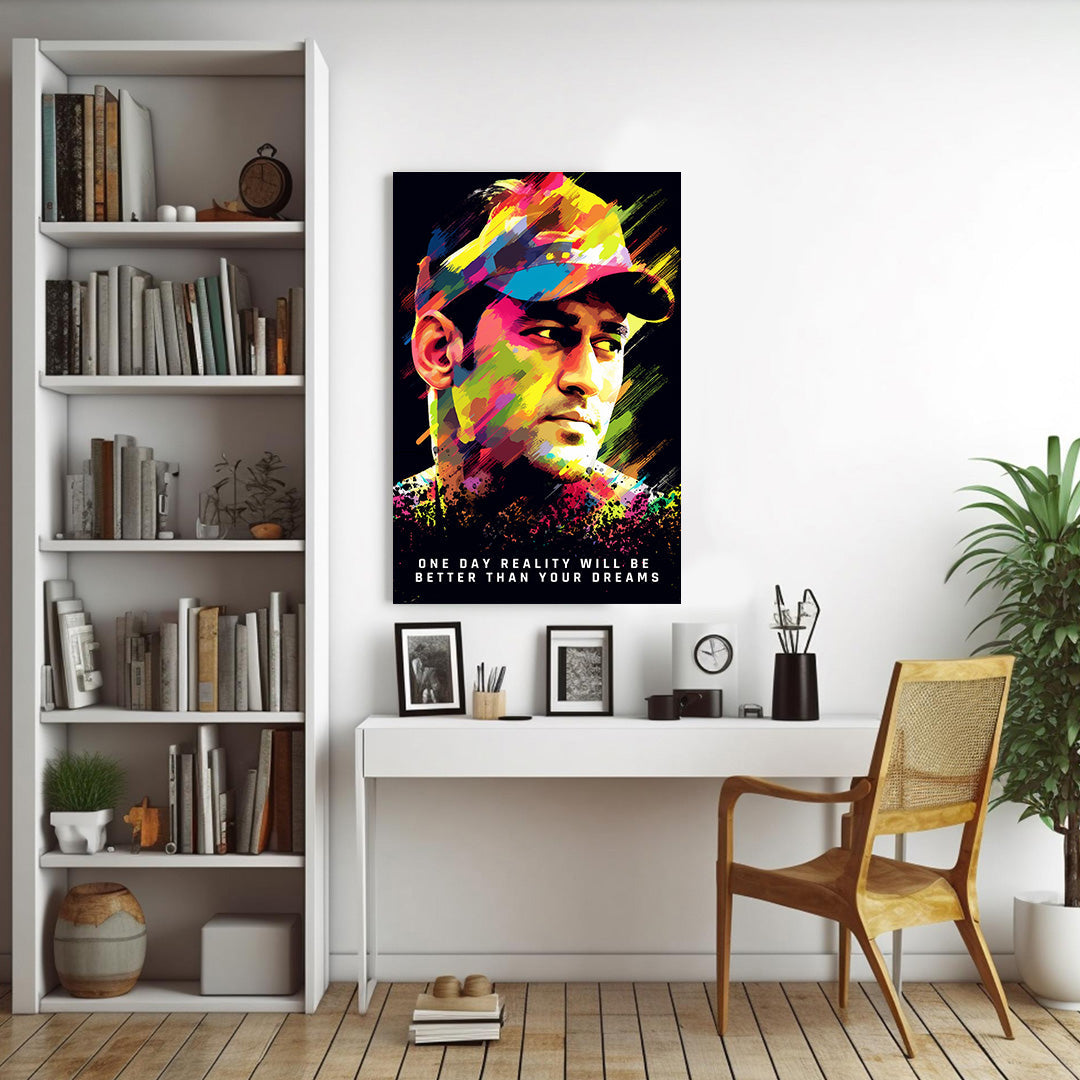 MS Dhoni: Colors of a Legend | Cricket Canvas Poster